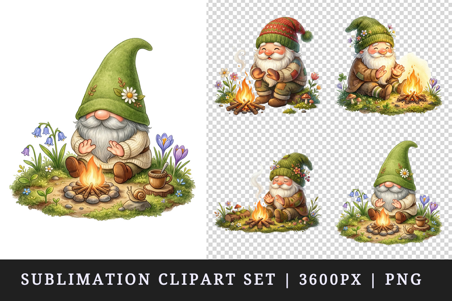 Spring Gnome clipart printable sublimation design png product image 1