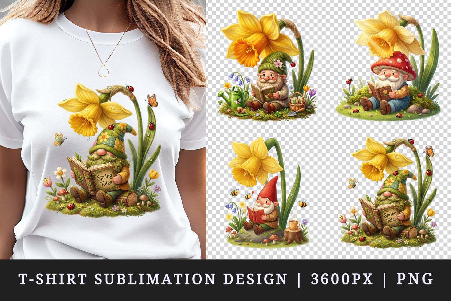 Spring Gnome t-shirt printable sublimation design png product image 1