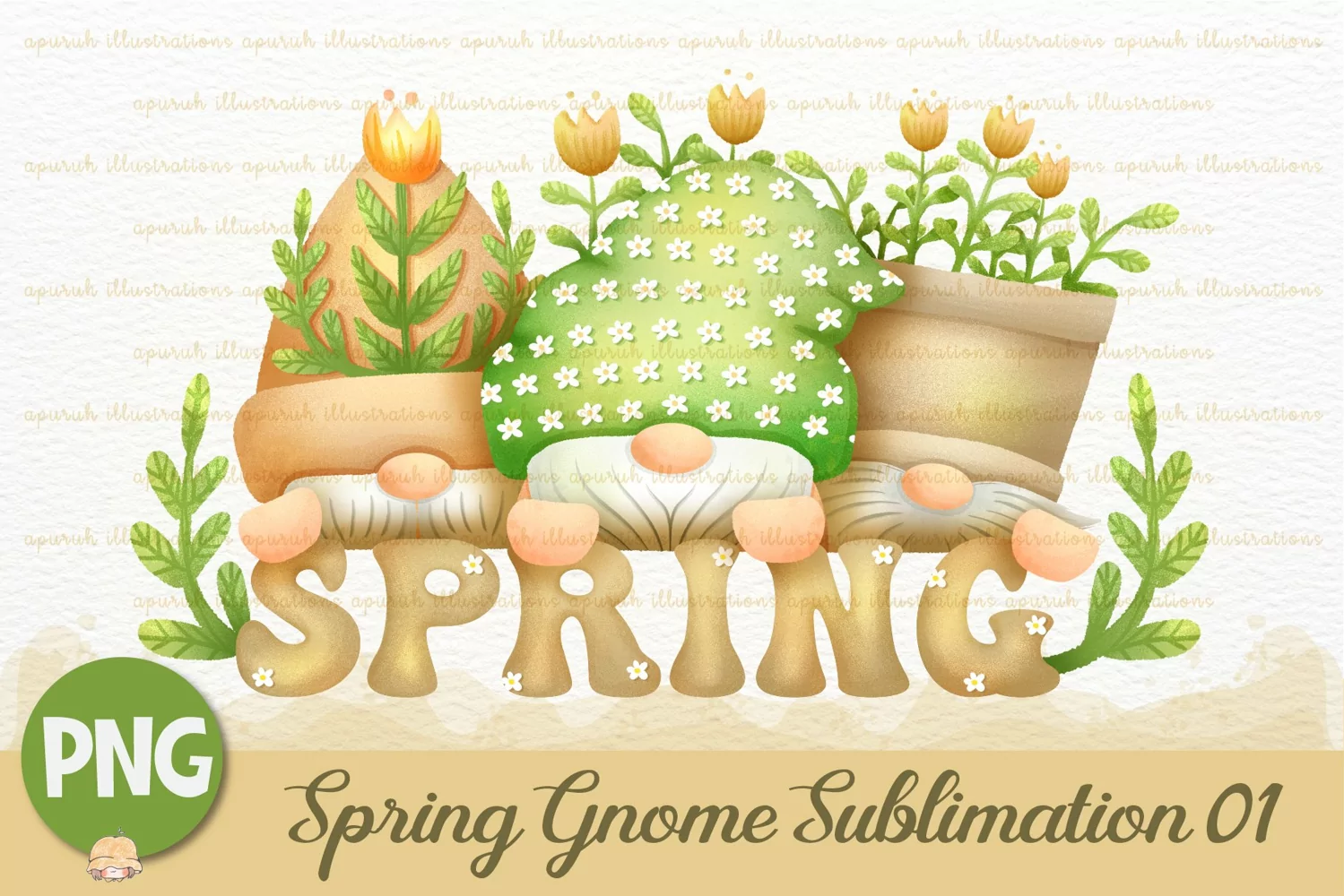 Spring Gnomes Sublimation Clipart 01 product image 1