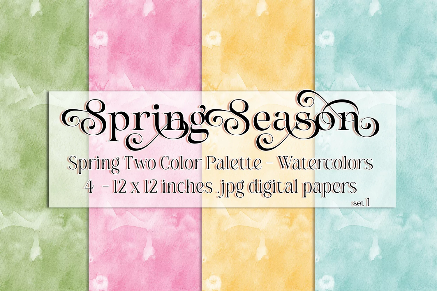 Spring Season Backgrounds, Spring Watercolor 12x12 Papers, 1 product image 1