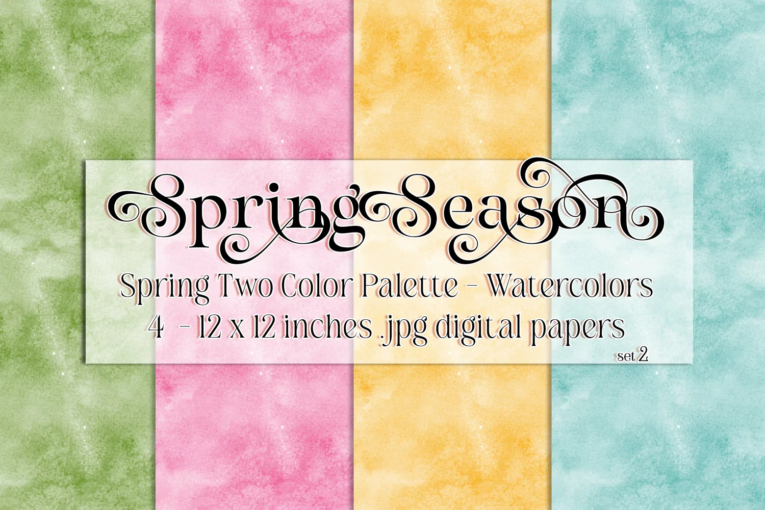 Spring Season Backgrounds, Spring Watercolor 12x12 Papers, 2 product image 1