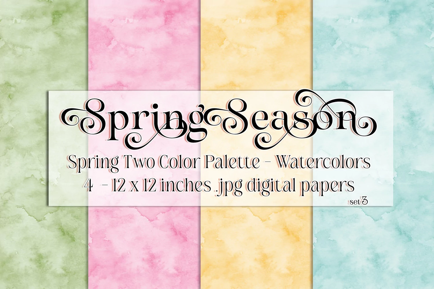 Spring Season Backgrounds, Spring Watercolor 12x12 Papers, 3 product image 1