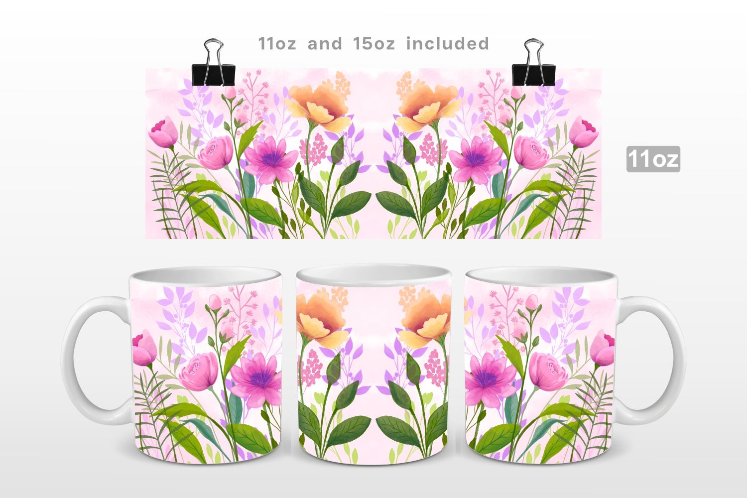 Spring Flowers Sublimation Mug Wrap product image 1
