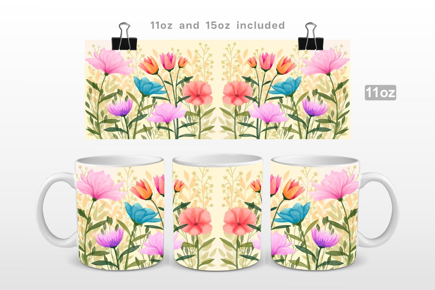 Spring Flowers Sublimation Mug Wrap product image 1