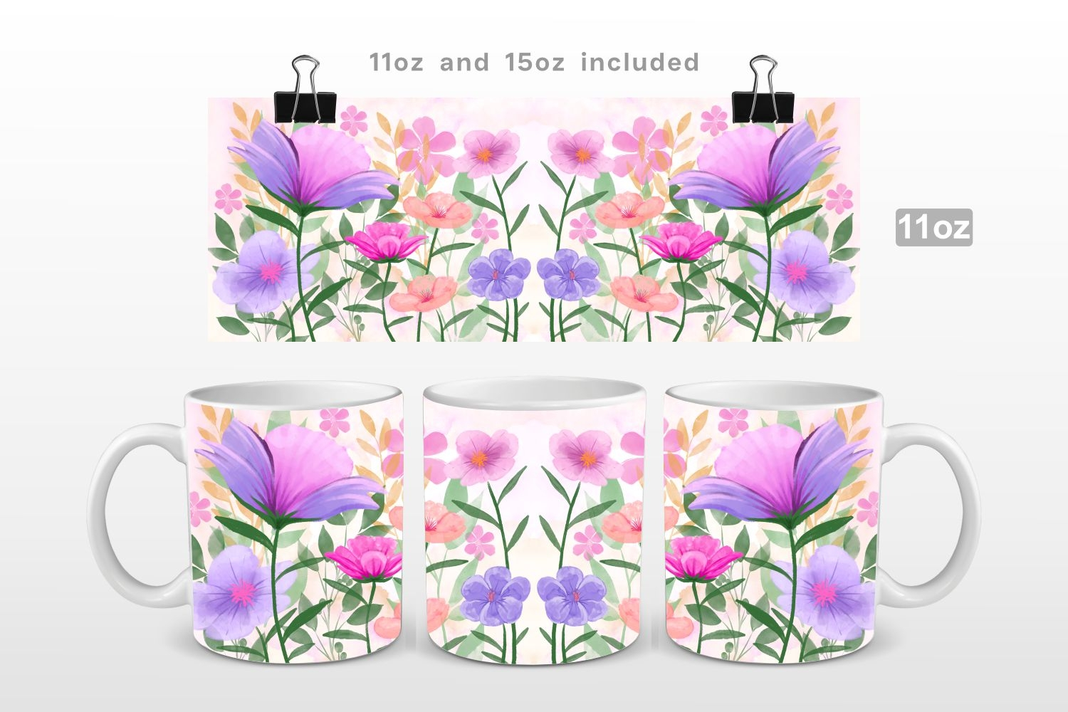 Spring Flowers Sublimation Mug Wrap product image 1