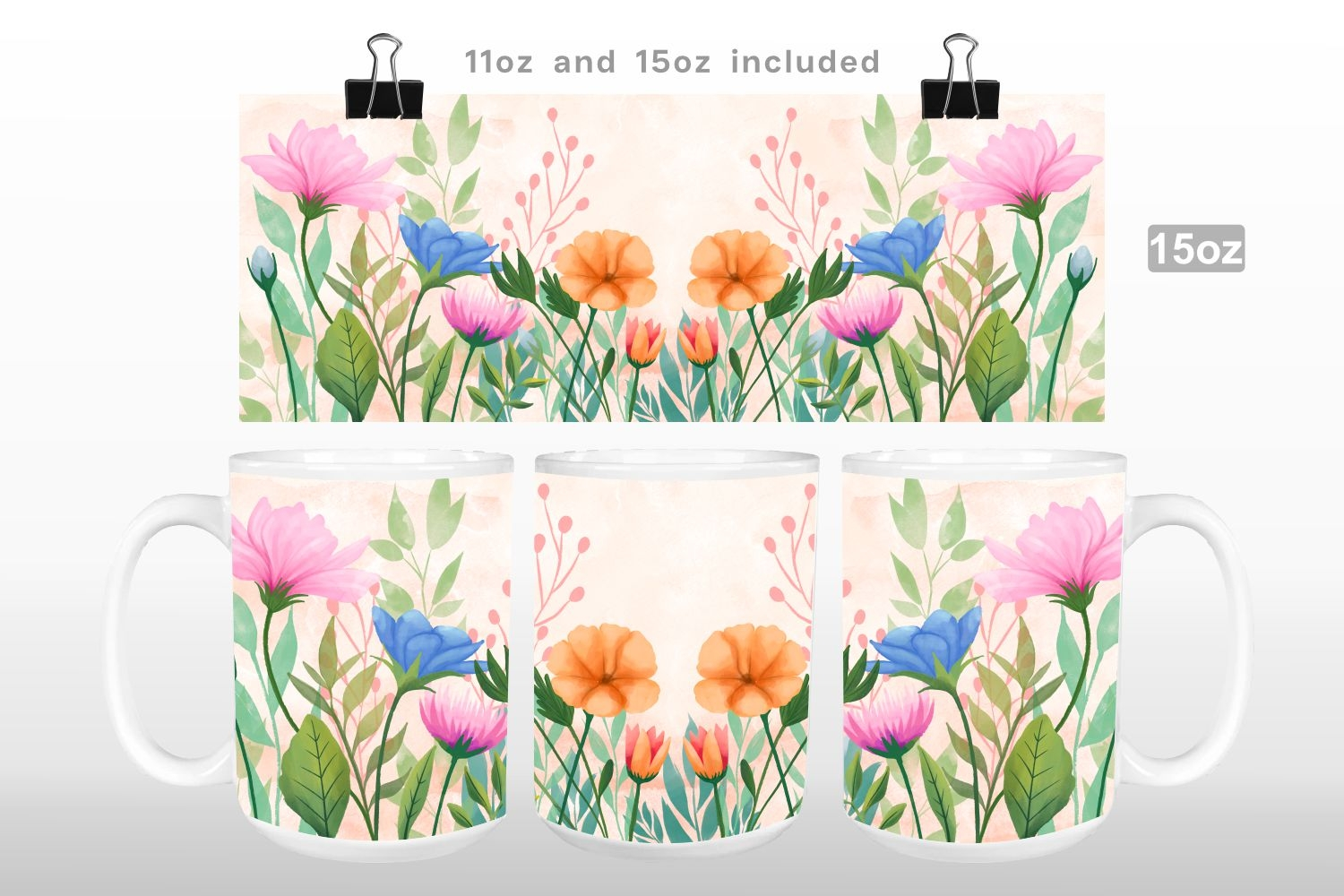 Spring Flowers Sublimation Mug Wrap product image 1