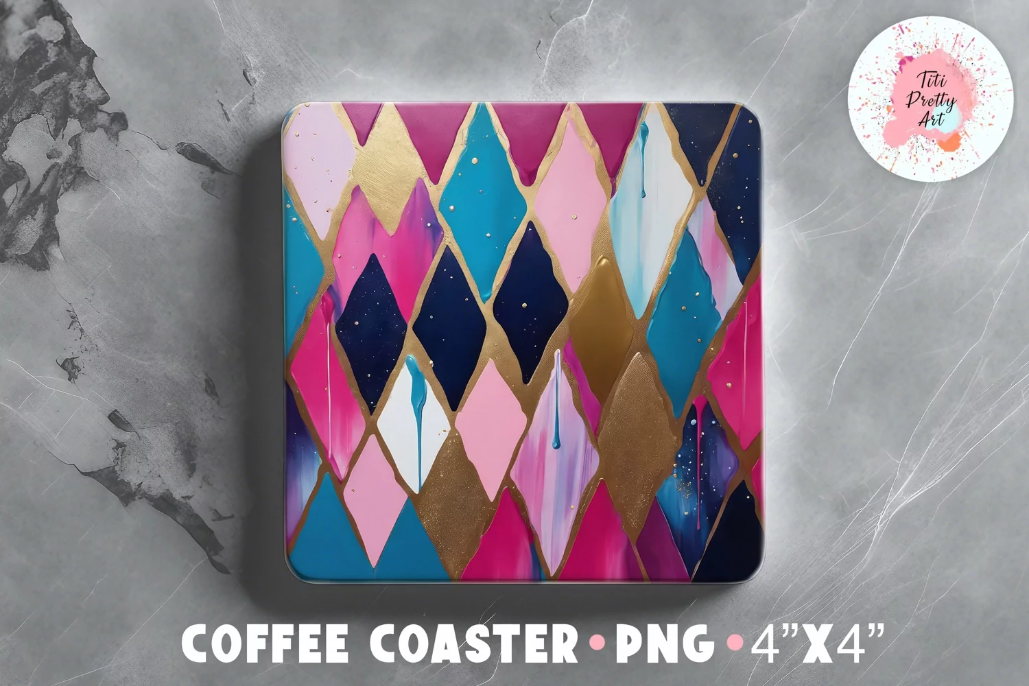 Colourful Square Coaster, Coffee Square Coaster Sublimation Png,  Square Coaster Png