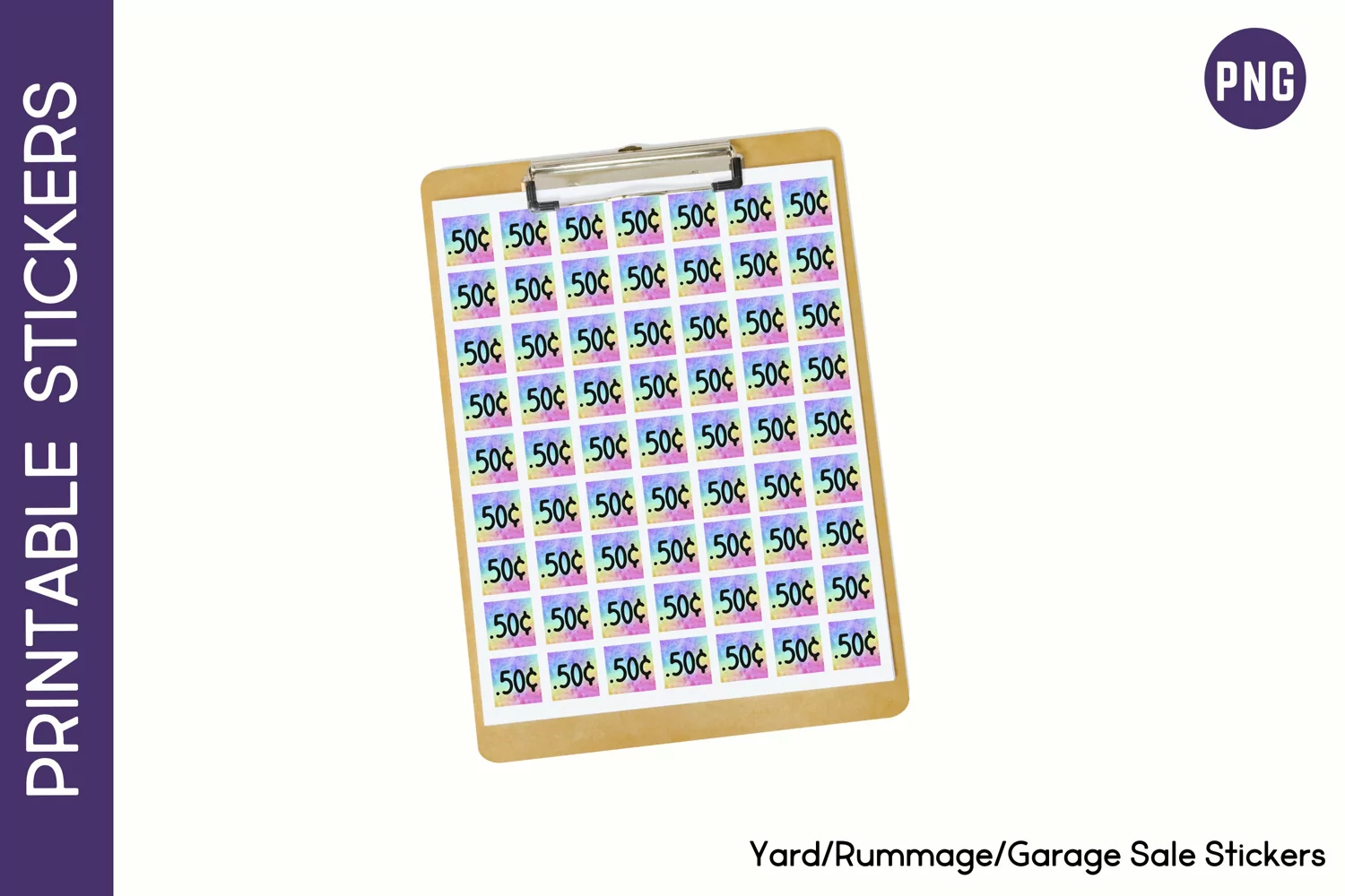 Square Rainbow Watercolor Yard Sale Sticker Sheets Bundle product image 1