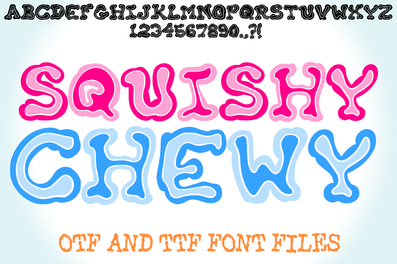 Squishy Chewy Lettering ABC Font Type Wobbly by Squeeb Creative