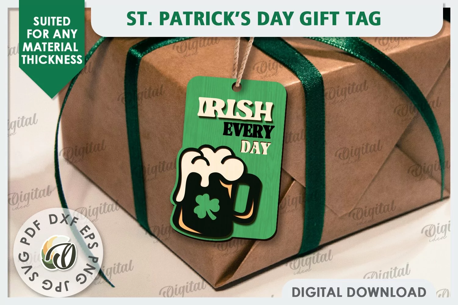 St. Patrick’s Day Gift Tag Laser Cut. Lucky Charm SVG product image 1