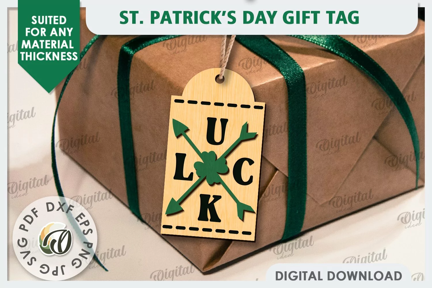 St. Patrick’s Day Gift Tag Laser Cut. Lucky Charm SVG product image 1