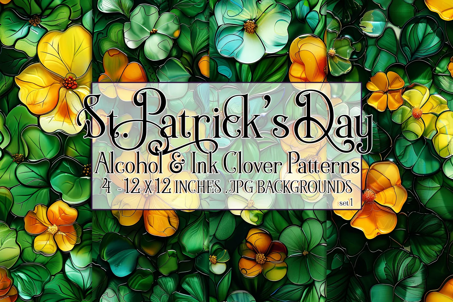 Alcohol Ink Clover Patterns, St Patricks Day Patterns, s1 product image 1
