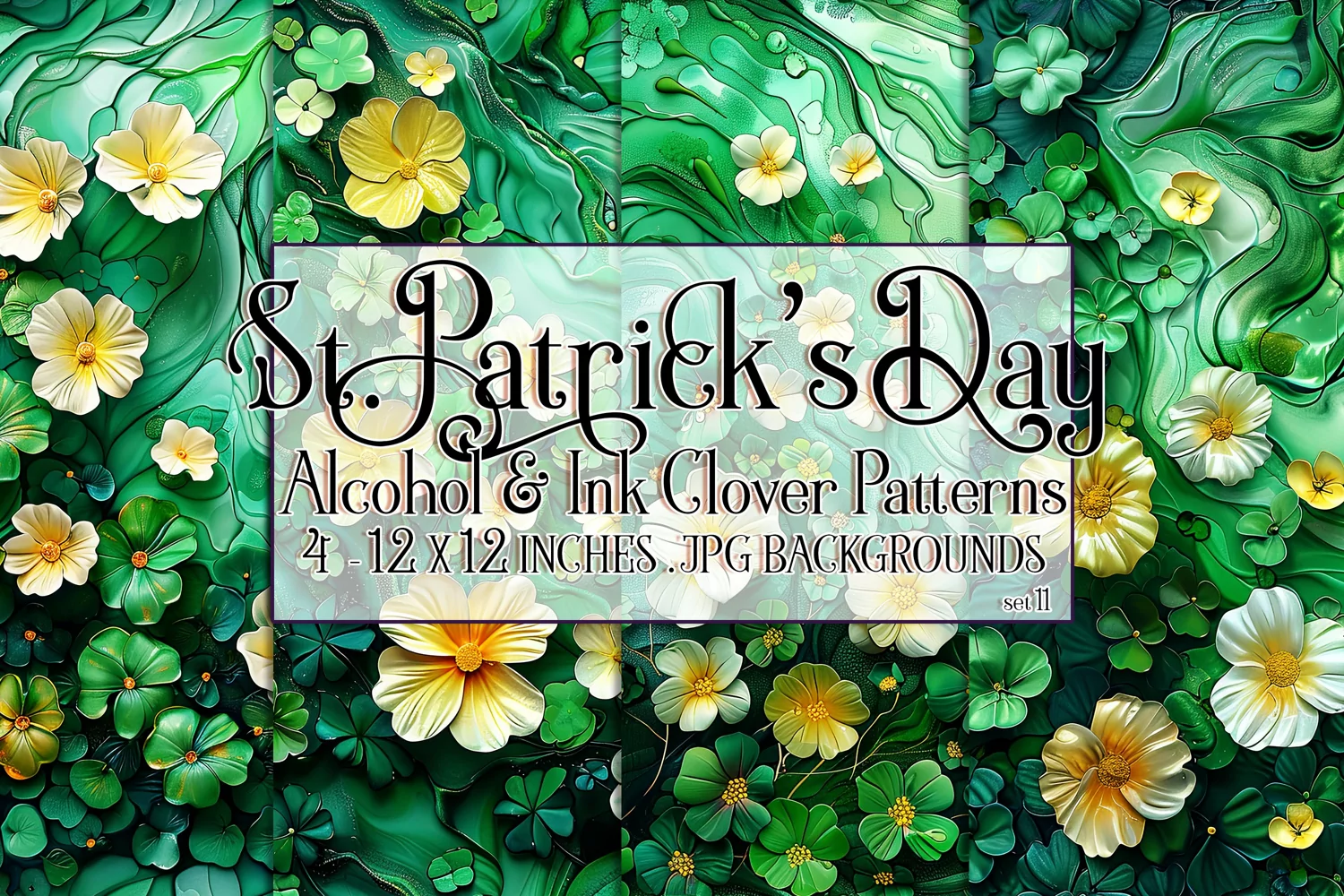Alcohol Ink Clover Patterns, St Patricks Day Patterns, s11 product image 1