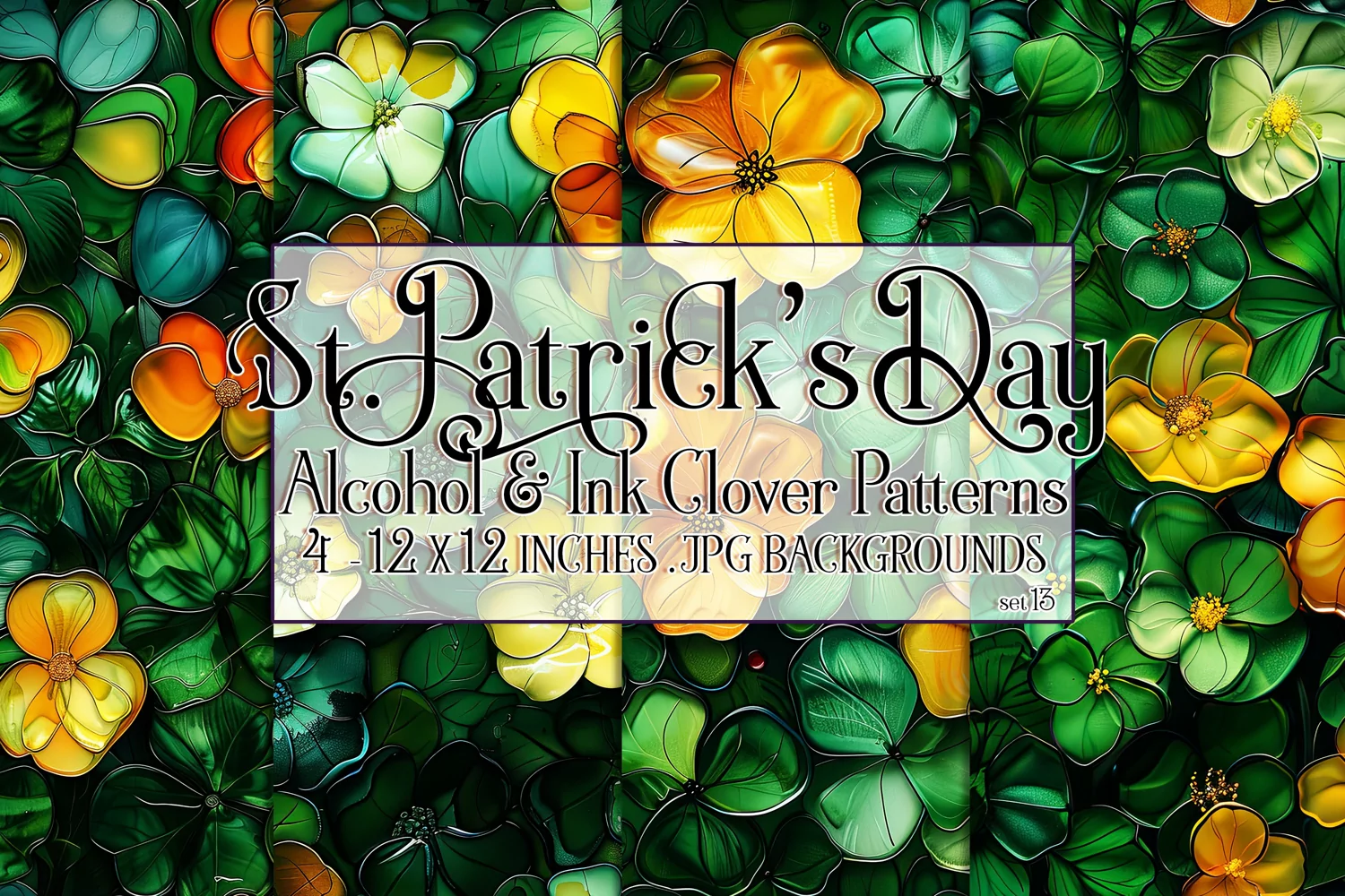 Alcohol Ink Clover Patterns, St Patricks Day Patterns, s13 product image 1