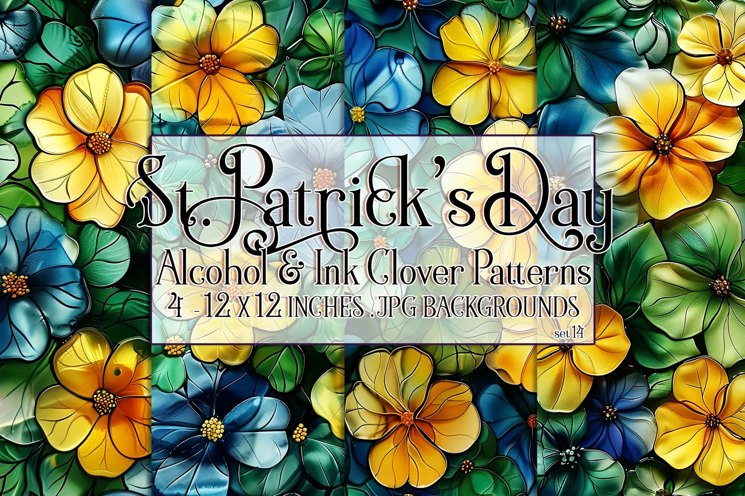 Alcohol Ink Clover Patterns, St Patricks Day Patterns, s14 product image 1