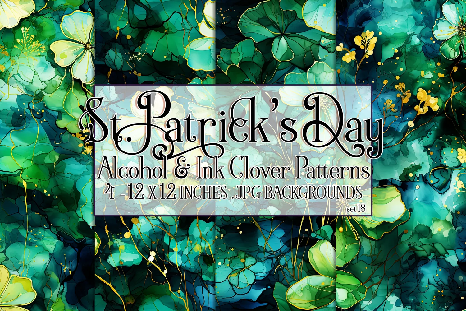 Alcohol Ink Clover Patterns, St Patricks Day Patterns, s18 product image 1