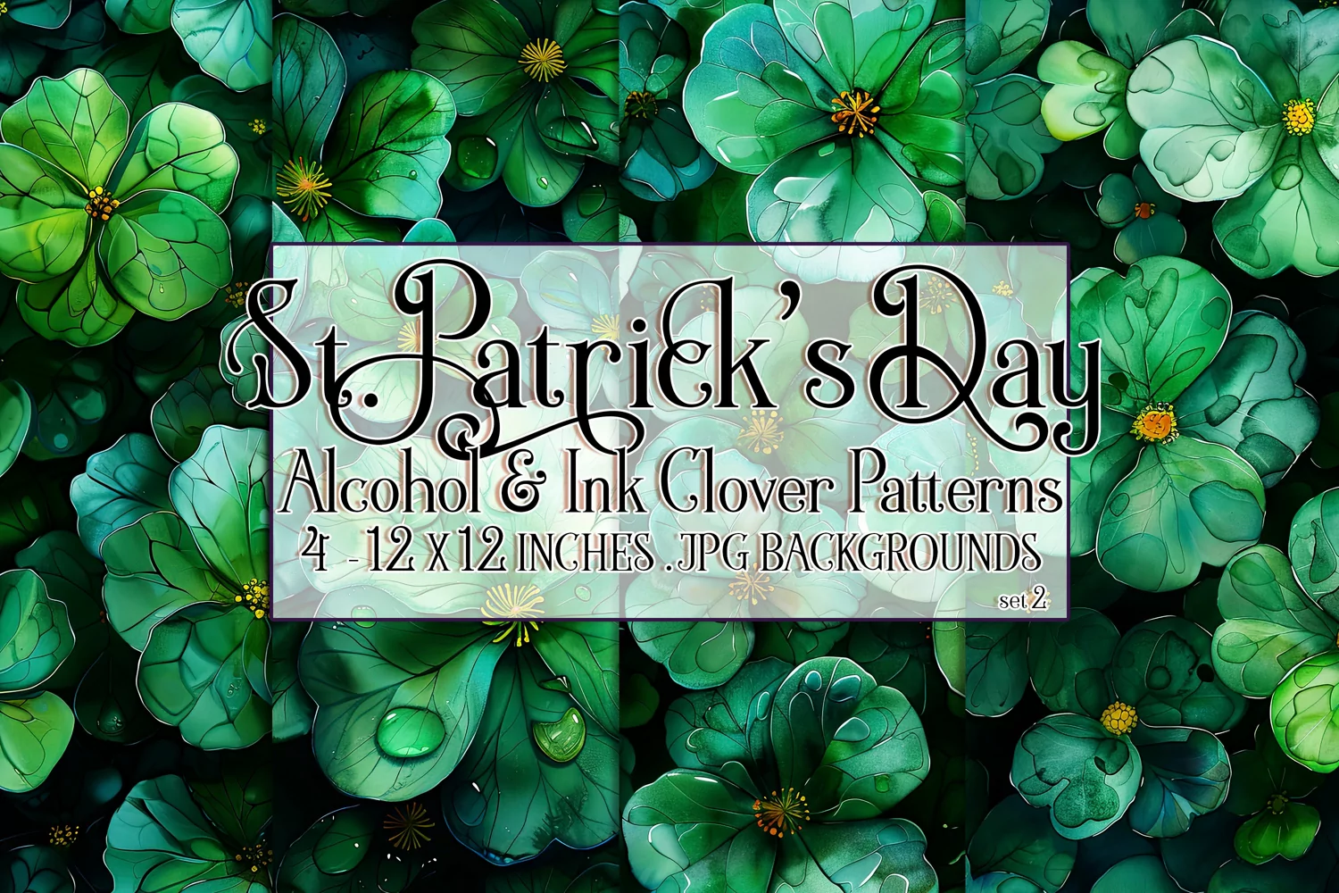 Alcohol Ink Clover Patterns, St Patricks Day Patterns, s2 product image 1