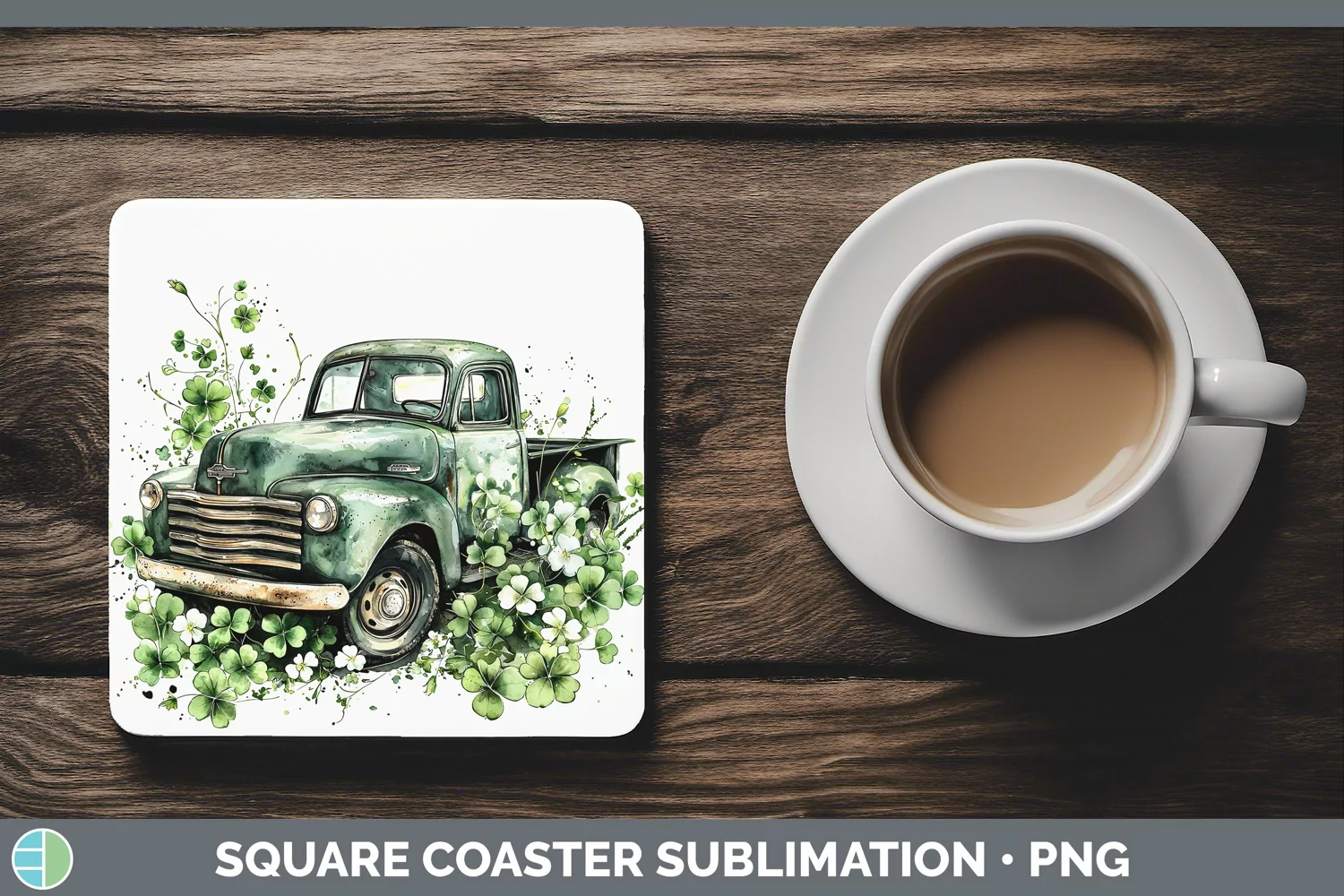 GorgeousSt Patricks Splash Square Coaster design.