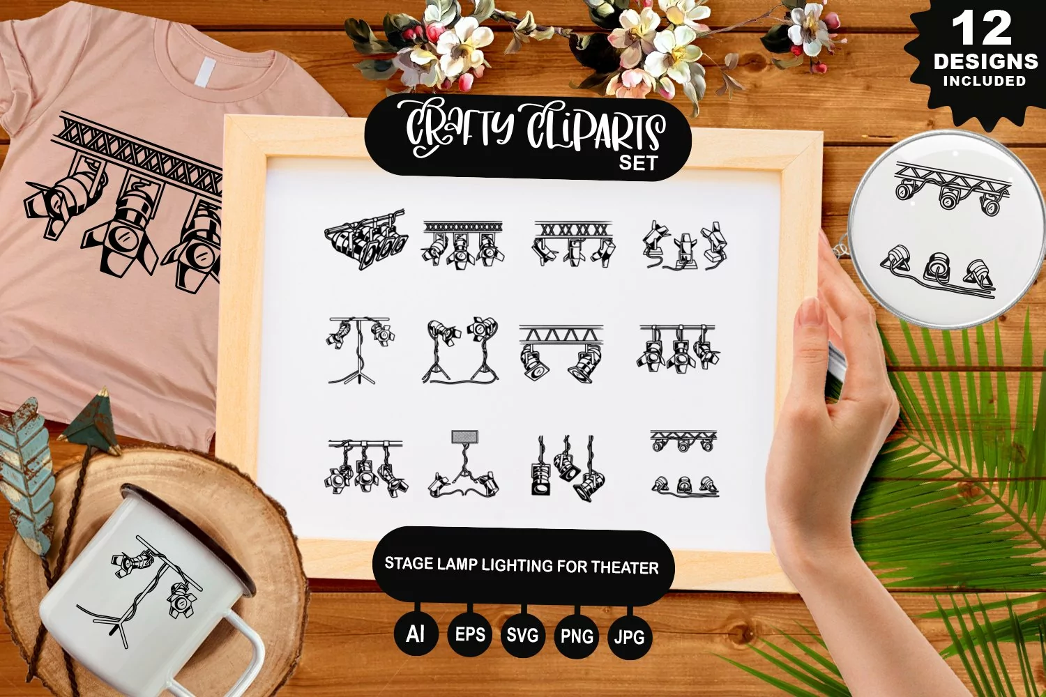 Stage Lamp Lighting For Theater Clipart Set product image 1