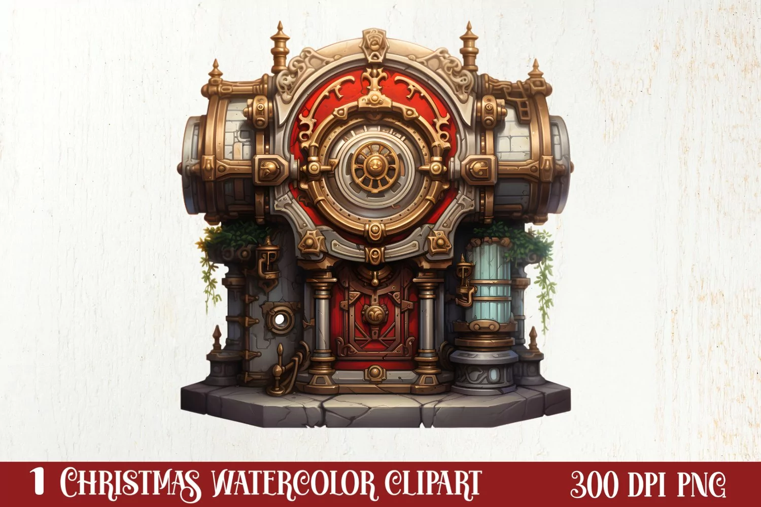 Steampunk Christmas Sublimation Clipart, Steampunk Christmas product image 1