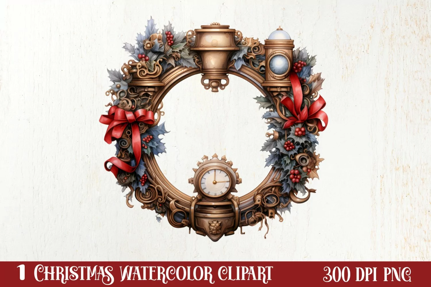 Steampunk Christmas Sublimation Clipart, Steampunk Christmas product image 1