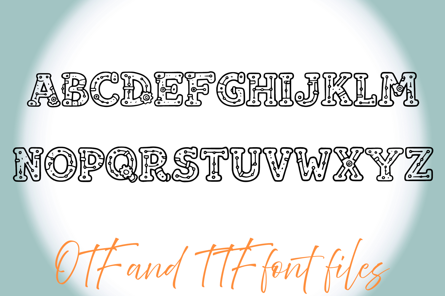 Steampunk Robot Lettering ABC Text Font Alphabet OTF Type product image 1