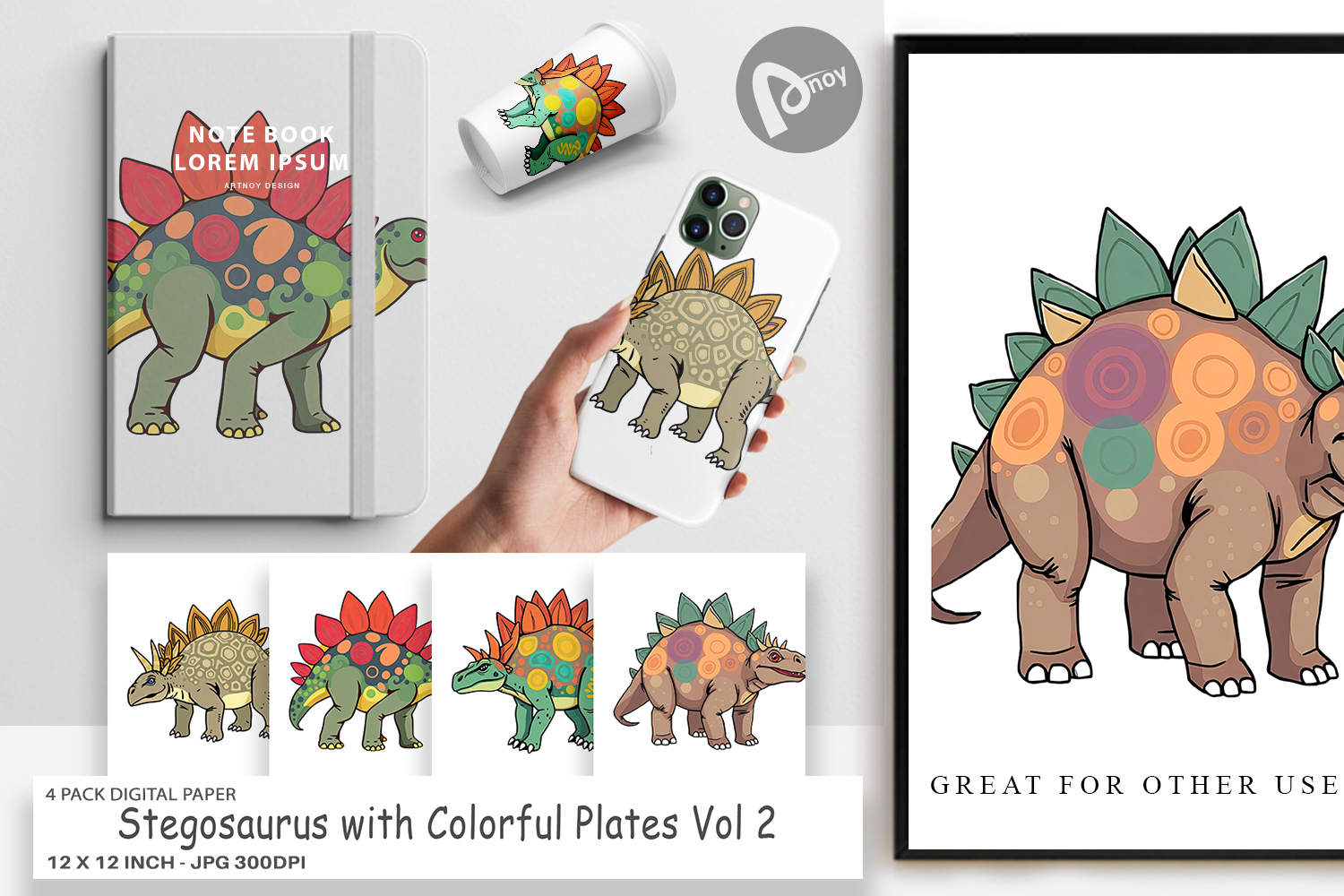 Digital Paper Stegosaurus with Plates product image 1