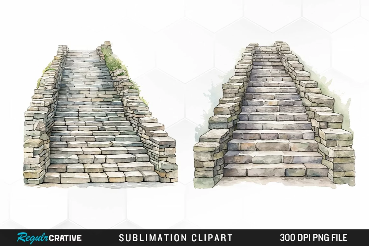 Watercolor Stone Stairs Design Clipart product image 1
