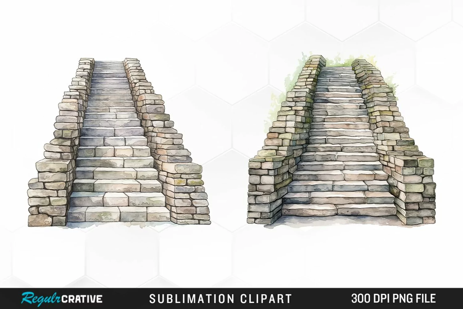 Watercolor Stone Stairs Design Clipart product image 1