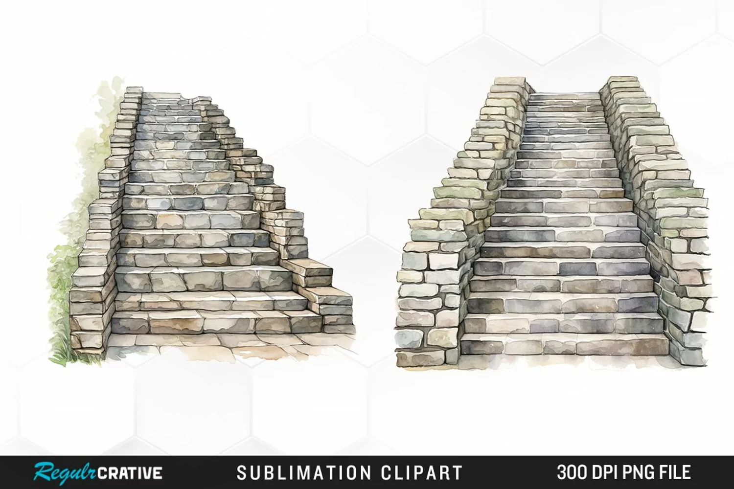 Watercolor Stone Stairs Design Clipart product image 1