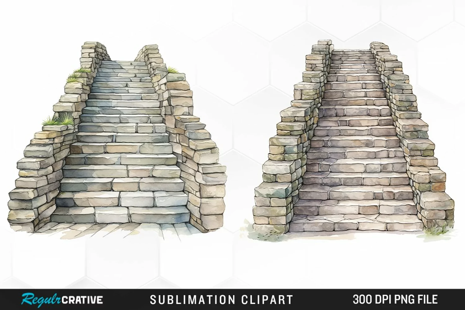 Watercolor Stone Stairs Design Clipart product image 1