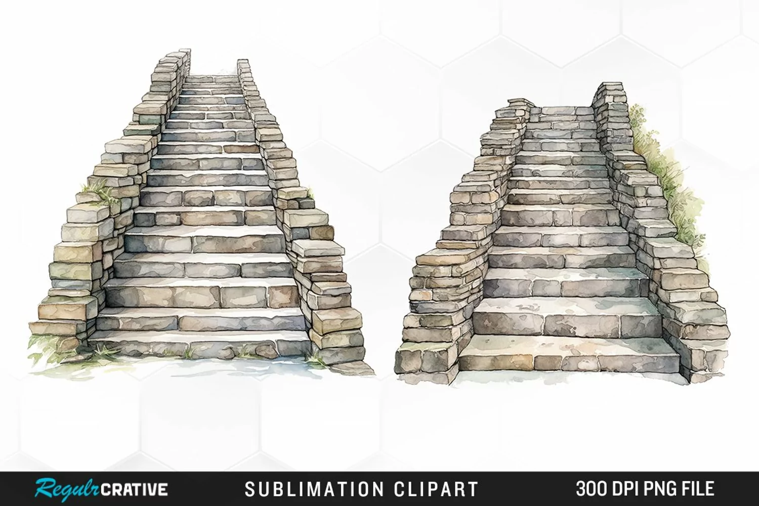 Watercolor Stone Stairs Design Clipart product image 1