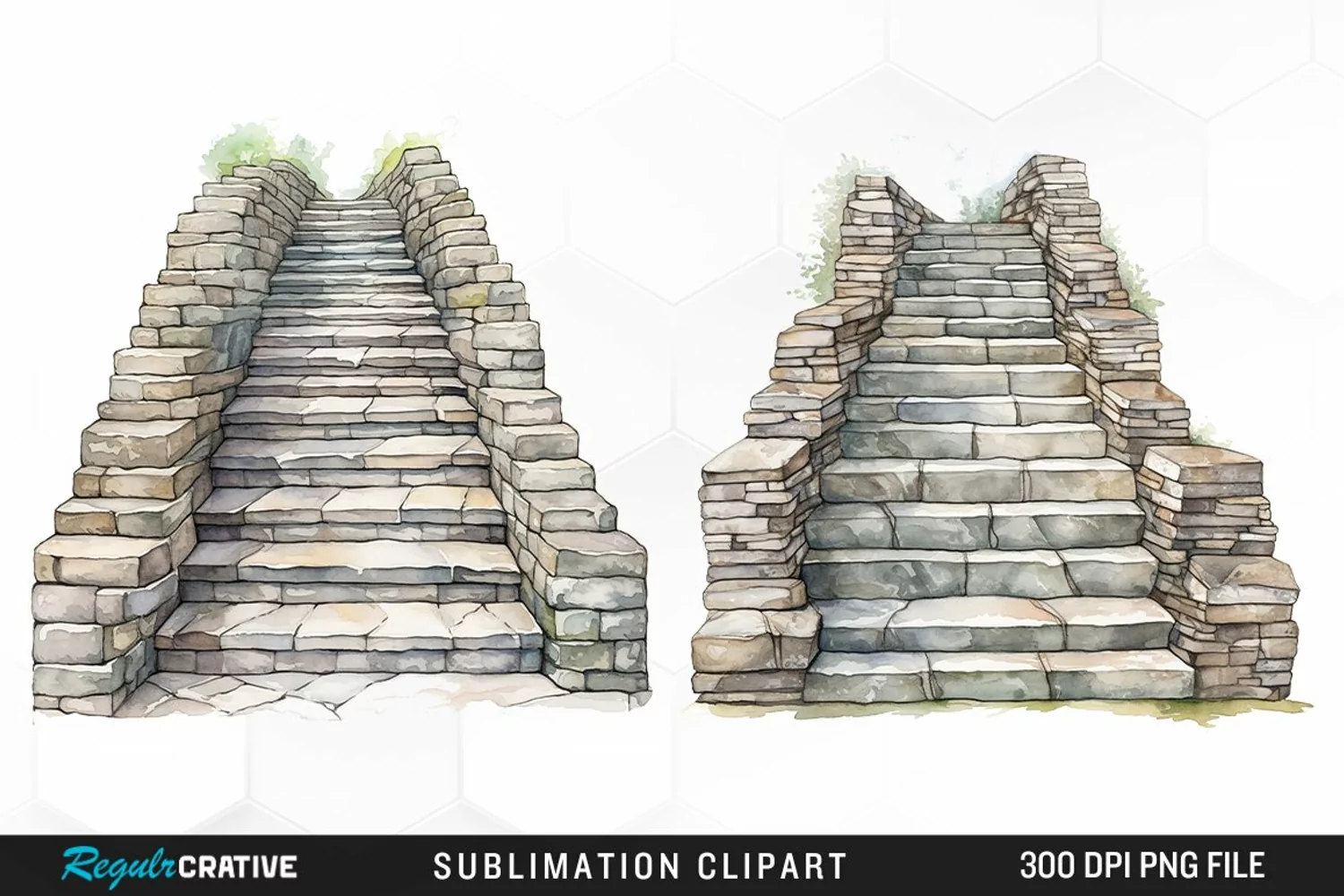 Watercolor Stone Stairs Design Clipart product image 1