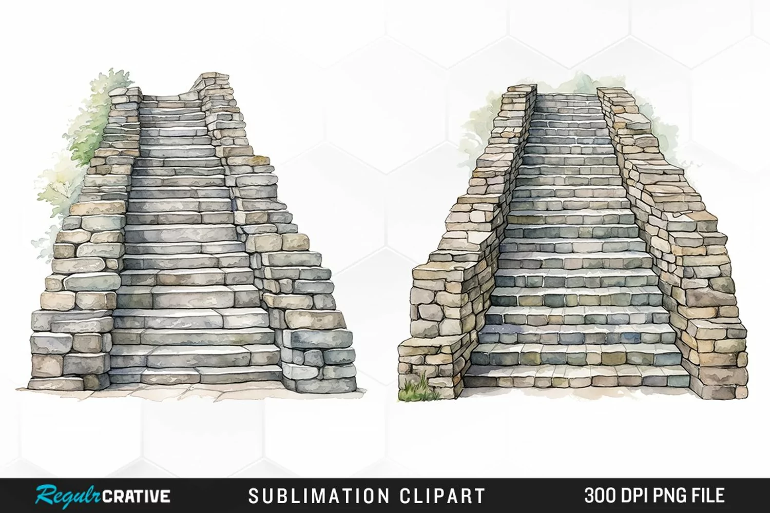 Watercolor Stone Stairs Design Clipart product image 1