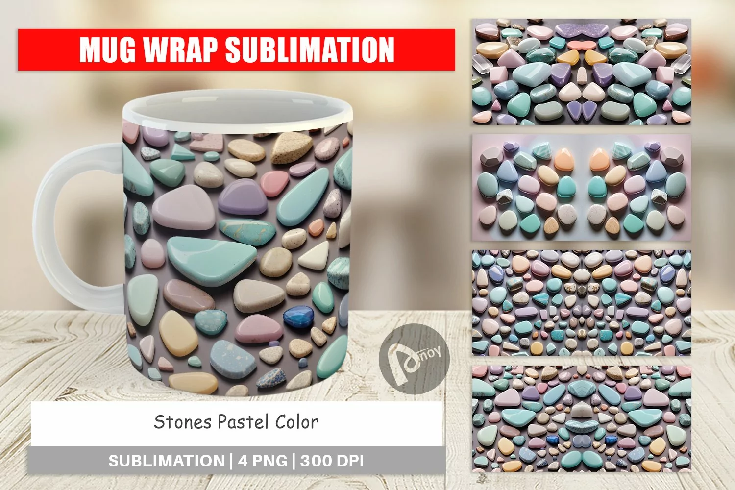 Mug Wrap Design Stones Pastel Color product image 1