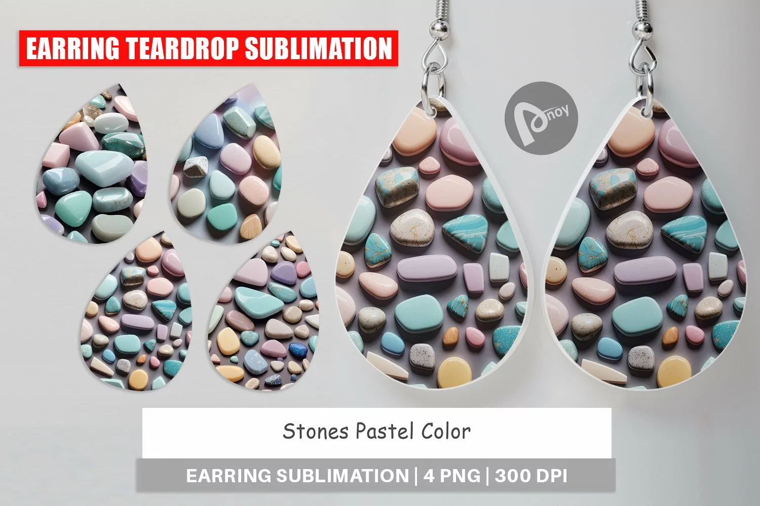 Earring Teardrop Stones Pastel Color product image 1