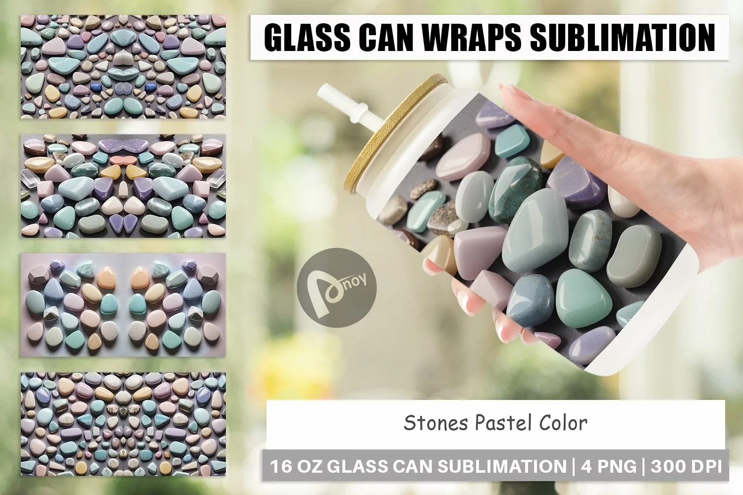 Glass Can Wraps Stones Pastel Color product image 1