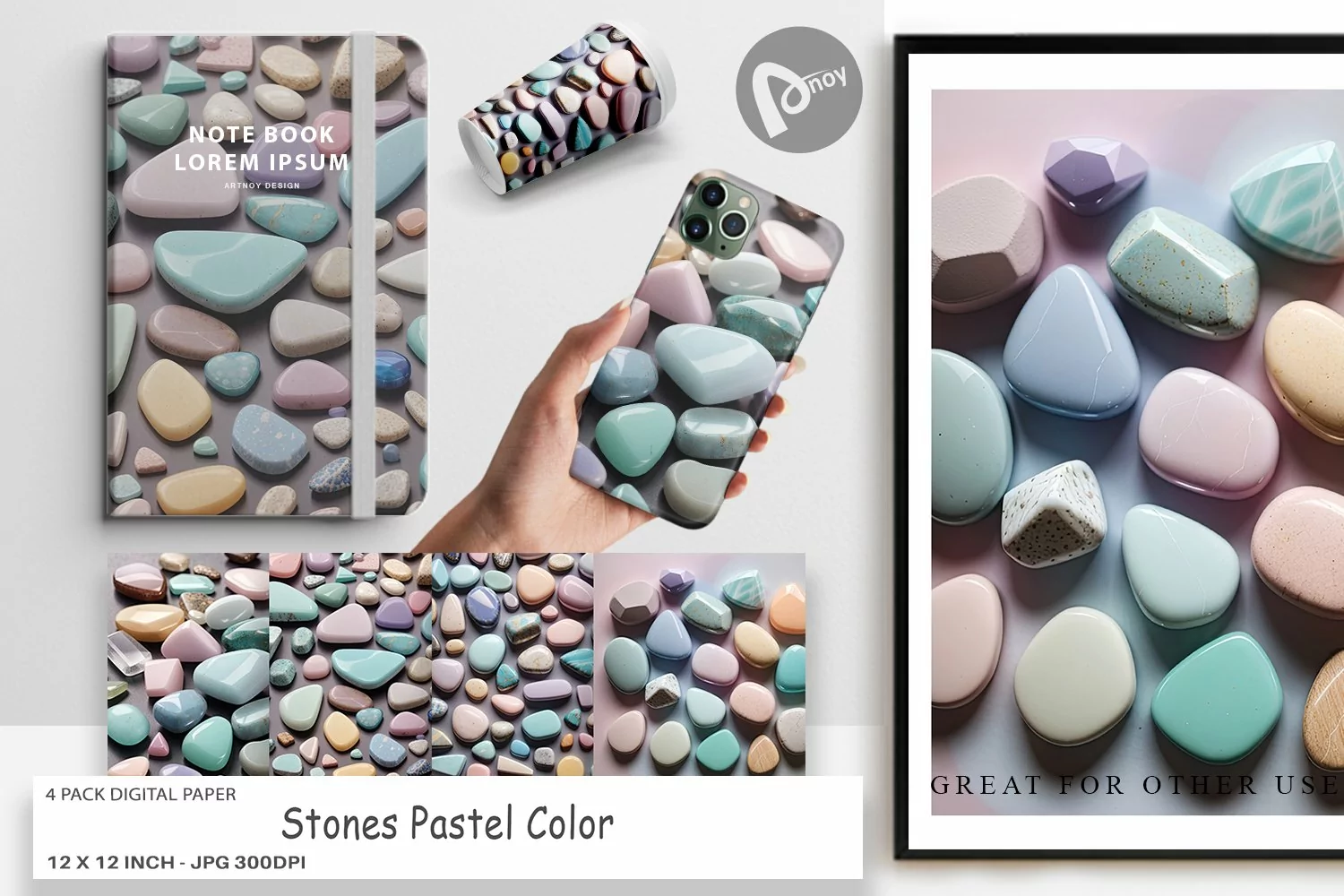 Digital Paper Stones Pastel Color product image 1