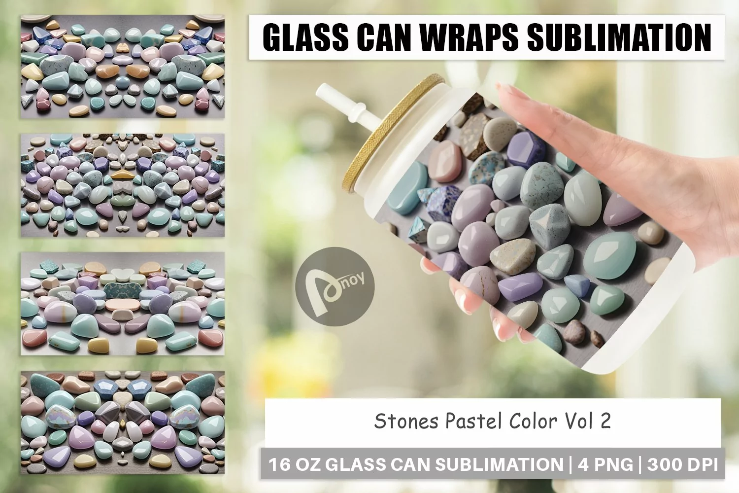 Glass Can Wraps Stones Pastel Color product image 1