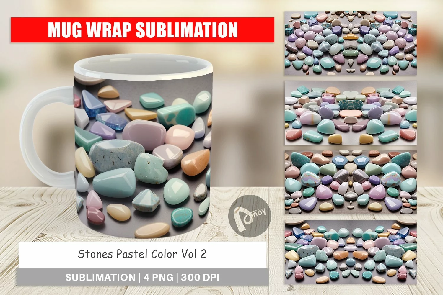 Mug Wrap Design Stones Pastel Color product image 1