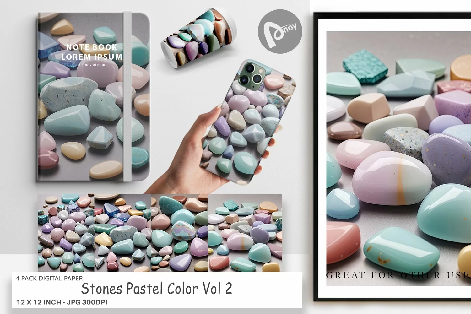 Digital Paper Stones Pastel Color product image 1