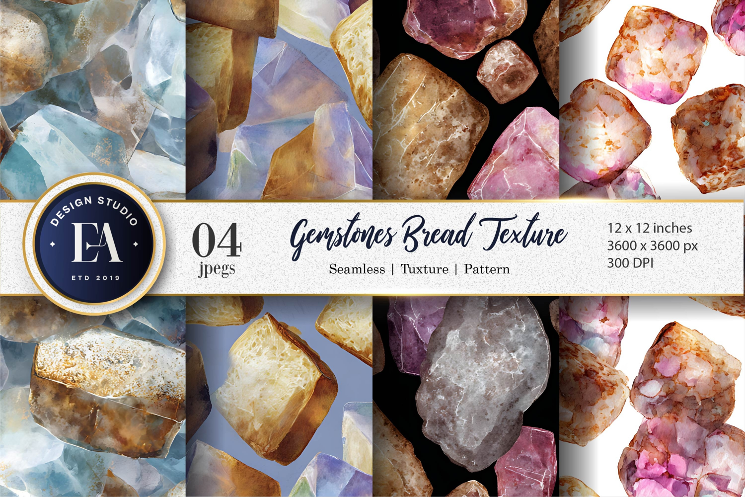 Gemstones with Bread-Like Texture Seamless Digital Paper product image 1