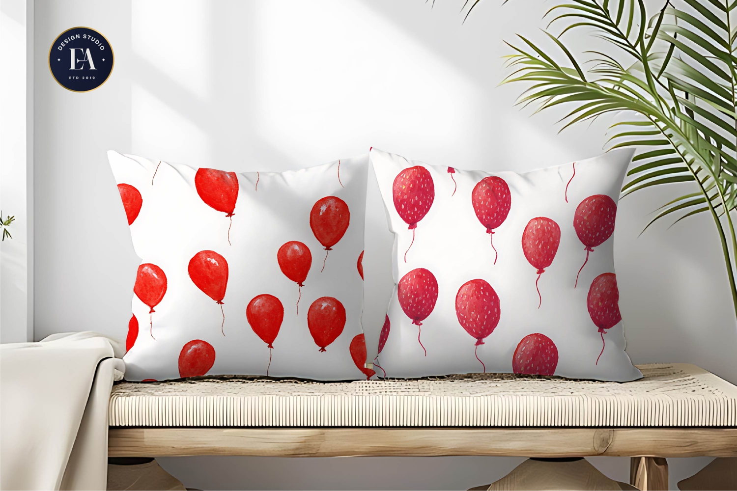 Strawberries Shaped Like Balloons Watercolor Digital Paper product image 1