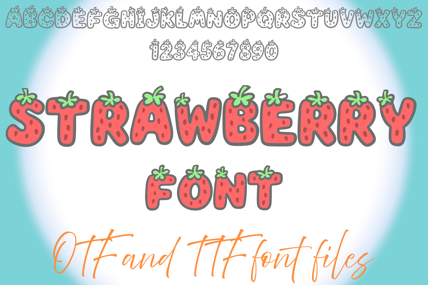 Strawberry Fruit Lettering ABC Text Font Typeface Berry OTF Illustration by Squeeb Creative