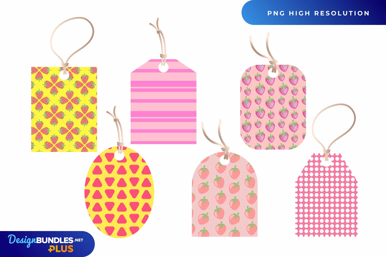 Strawberry Patterned Shaped Tags product image 1