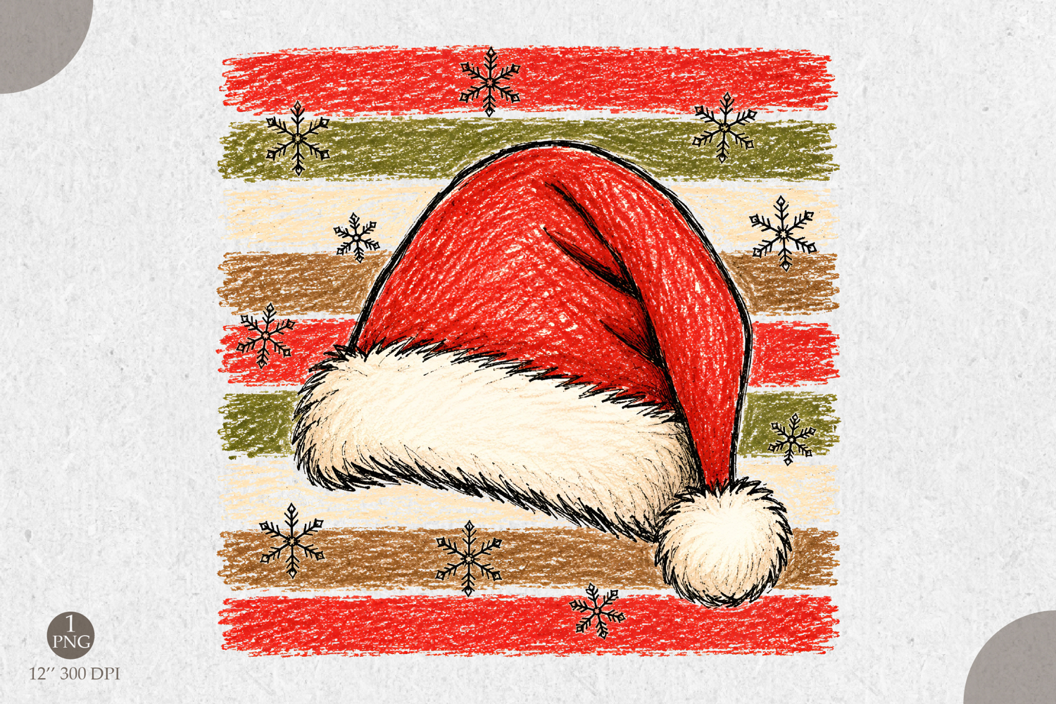Striped Santa Hat PNG,Vintage Christmas Sublimation product image 1