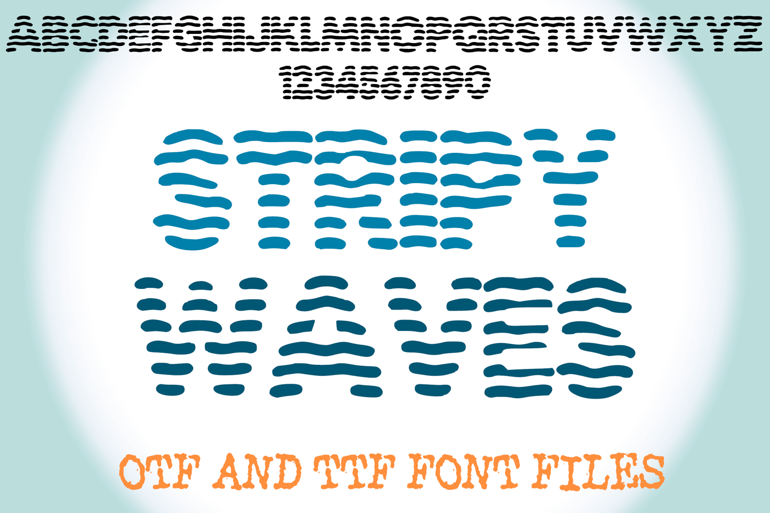 Stripy Waves Lettering ABC Text Font Alphabet OTF Type Illustration by Squeeb Creative