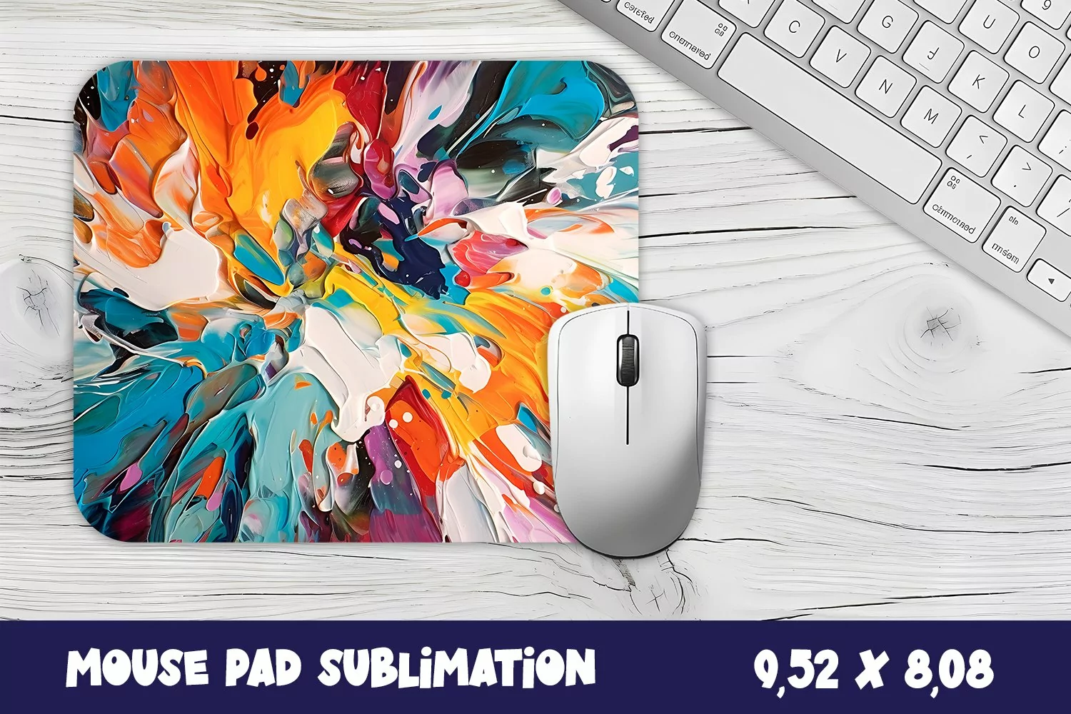Mouse Pad PNG Abstract Multicolored watercolor Sublimation product image 1