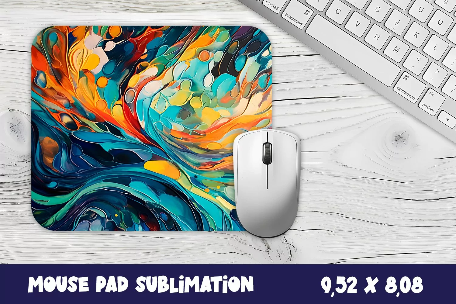 Mouse Pad PNG Abstract Multicolored watercolor Sublimation product image 1
