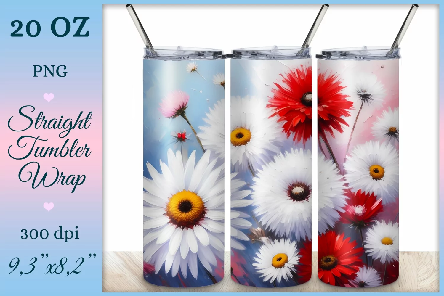 This enchanting sublimation tumbler wrap design encapsulates the serene beauty of meadow flowers, poppies and dandelions, bringing a touch of nature's elegance to your everyday routine.